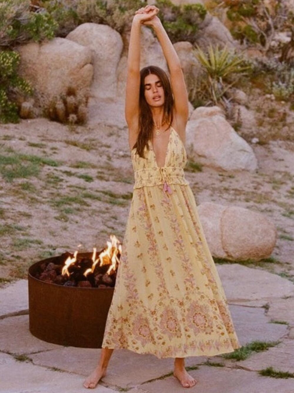 Spell Rebel Spirit Soiree Dress Daffodil Floral Maxi Small NWOT $269